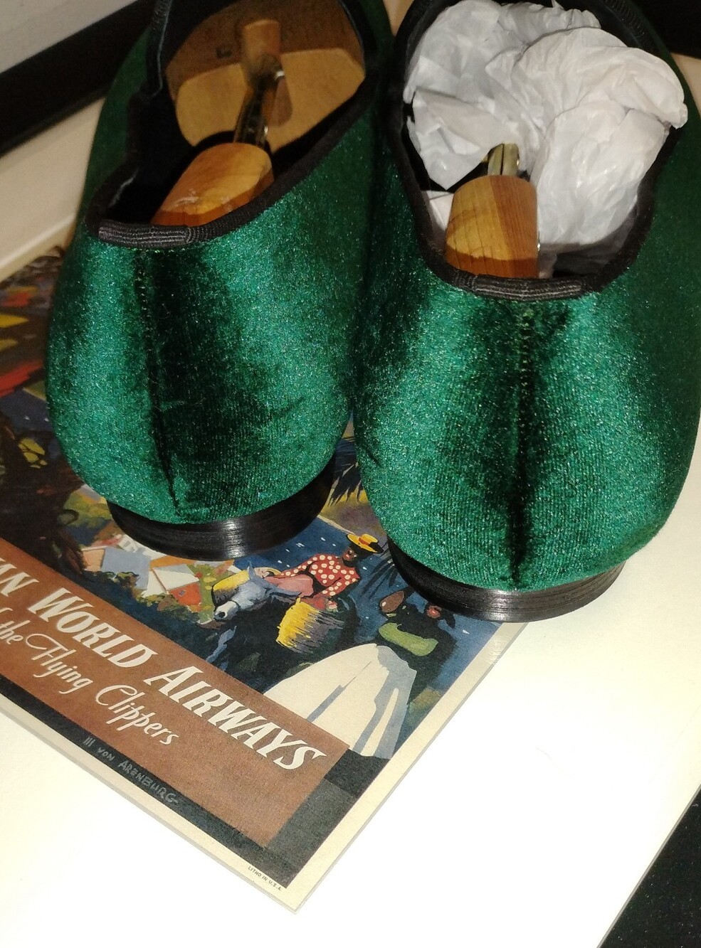 Harpelunde Medical Symbol Buckle Green Velvet Loafers. Size 13 - Picture 5 of 7